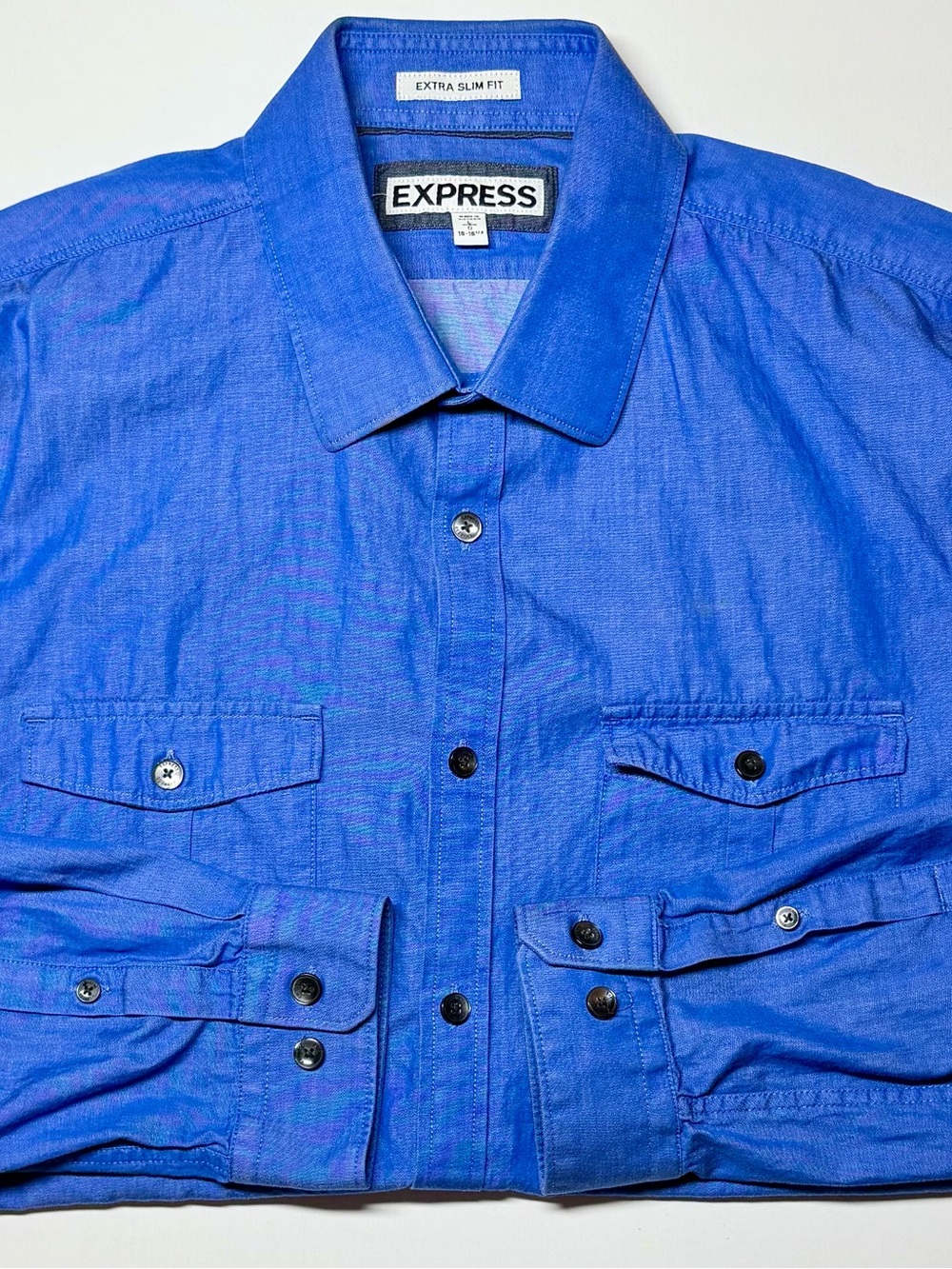 Express Men’s Extra‎ Slim Fit 1MX Dress Shirt Royal Blue Size L